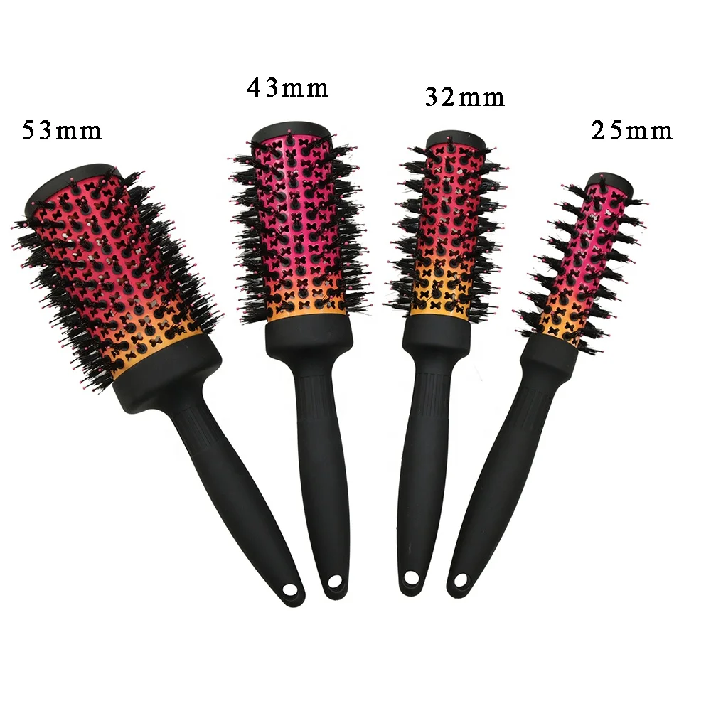Custom Hot Selling Cepillo Secador Ceramic Rolling Comb Boar Bristle Detangle Curling Hair Brush Comb Pein Enlar