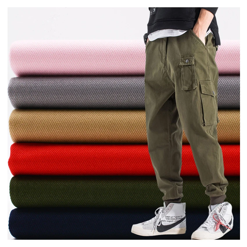 98% Cotton 2% Spandex Textile Stretch Cotton Elastane Fabric Solid Cheap Brushed Cotton Spandex Twill 250gsm Men Pants Fabric