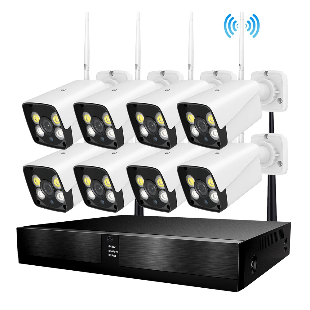 WESECUU Wire free video surveillance 8 port wireless NVR kit AI human detection 8ch wifi xmeye security camera system