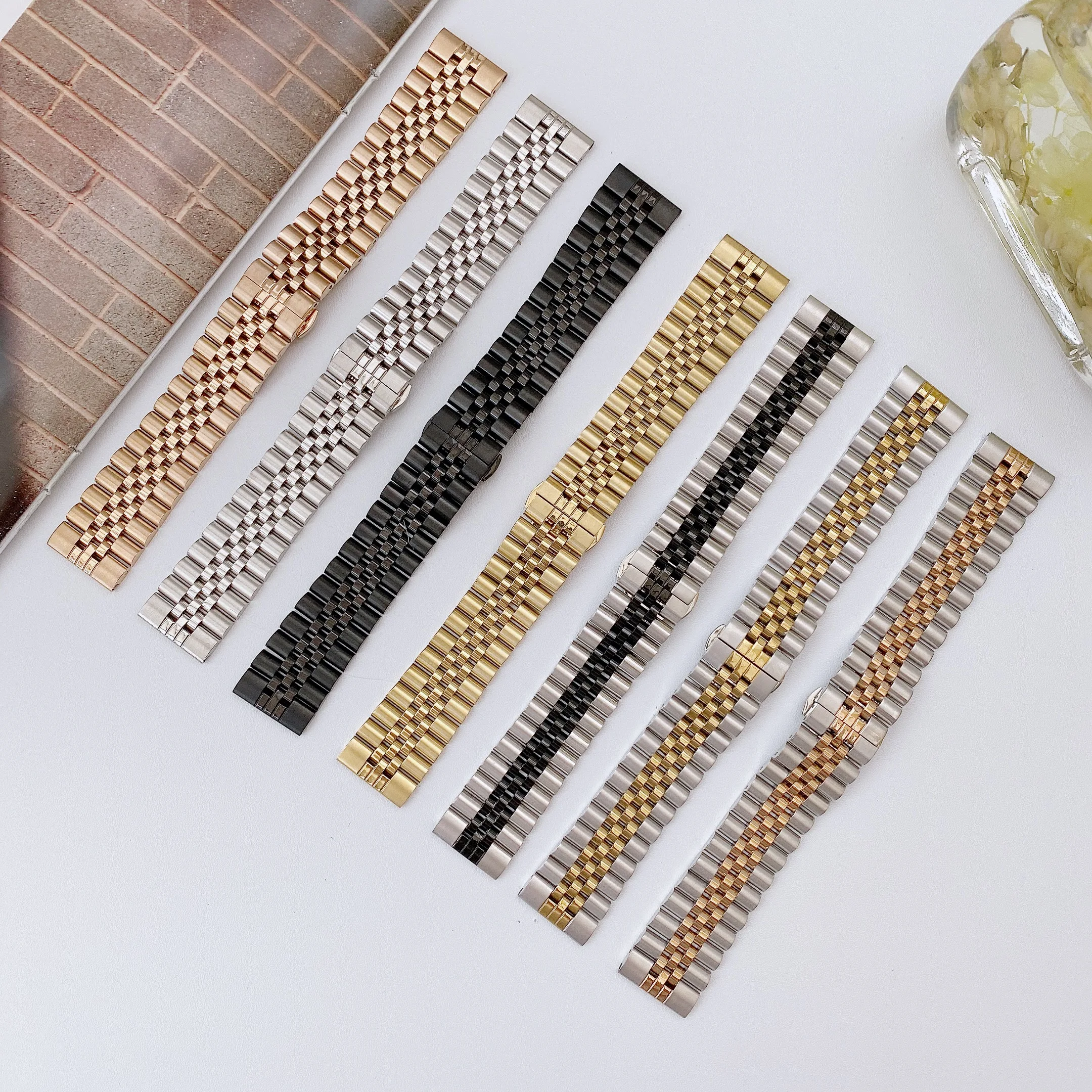 2021 new arrival Metal Stainless Steel Belt watch Strap 20mm 22mm with butterfly buckle Wrist Watch Bands Smartwatch Strap Band