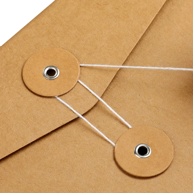 Wholesale Custom T Shirt Packaging Reusable Garment Pocket Kraft File Bag Envelope Packaging Paper Bag With String Closure