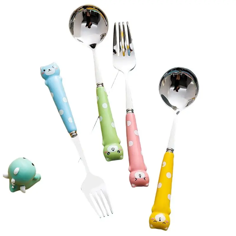 Kitchen Wholesale Pottery Dinnerware Cartoon  Cute Cutlery Knife Fork Spoon