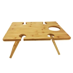 New Outdoor Large Folding Bamboo Snack Cheese Tray Portable Wine Picnic Table