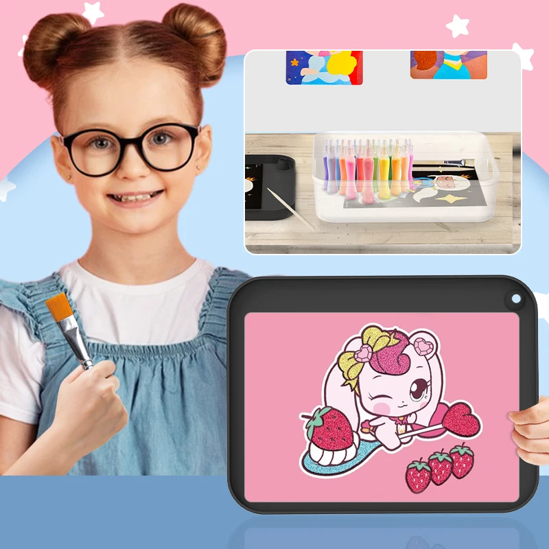 Silicone Sand Art Drawing Mat for Kids, Silicone Craft Mat with Lip to Keep Clean Reusable Play Colored Sand Mat with Drain Hole