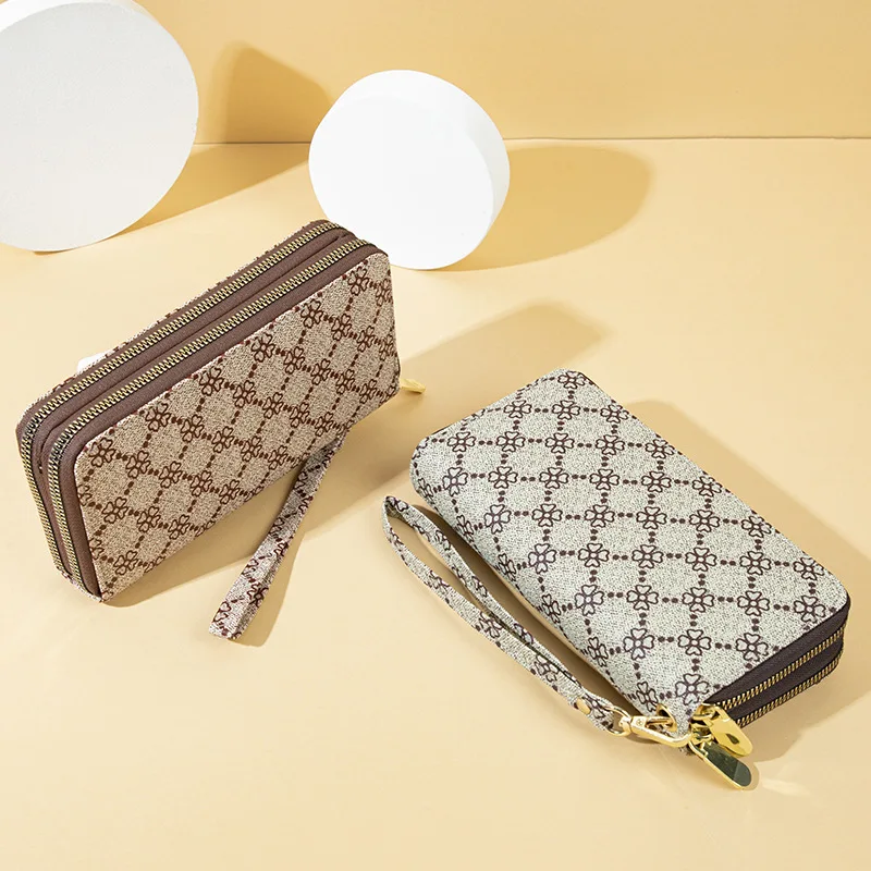 new trend women double zipper PVC long for lady card holder purse luxury designer wallet