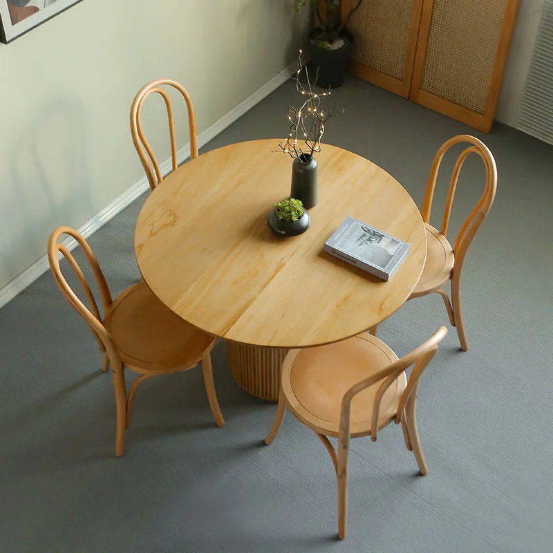 Nordic luxury Natural OAK ASH TIMBER SOLID wood fluted ribbed round dining table