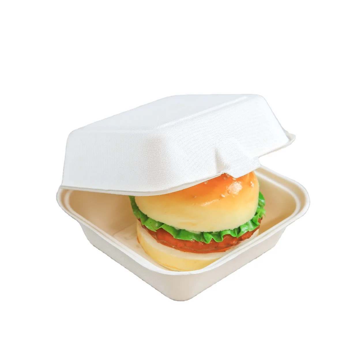 LUZHOU Natural Sugarcane Bagasse Renewable Plant Fiber Tree Free 3-Compartment Clam Shell Container