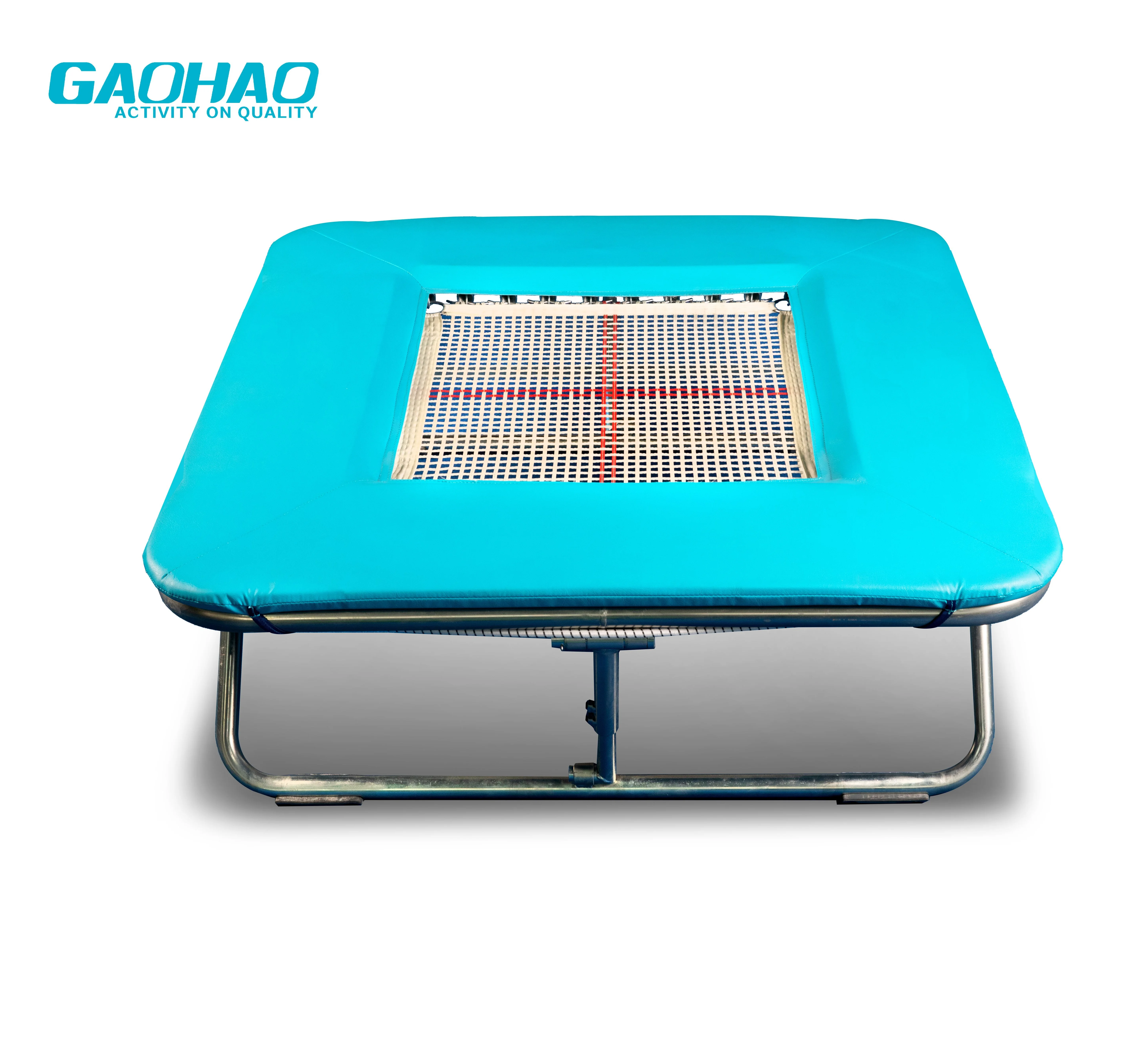GAOHAO gymnastic mini trampoline for kids square trampoline foldable strong nylon net safety pad gym and acrobatics use