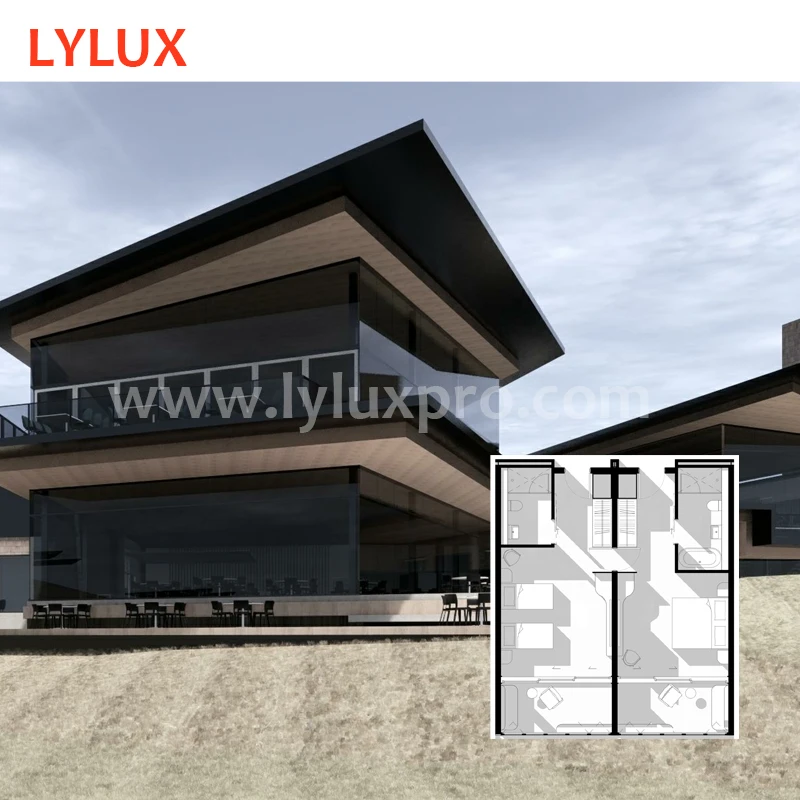 Pre-engineered 5 star steel frame luxury hotel lobby building prefabricated at coast, beach, island