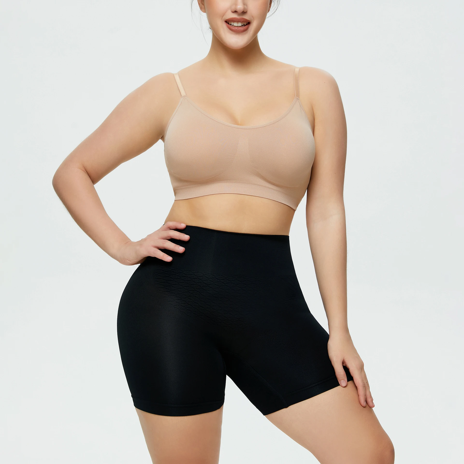 Oem In Stock Fashion Solid Color Seamless Shapewear Clothing For Women Butt Pad Black High Waist Body Shaper For Women