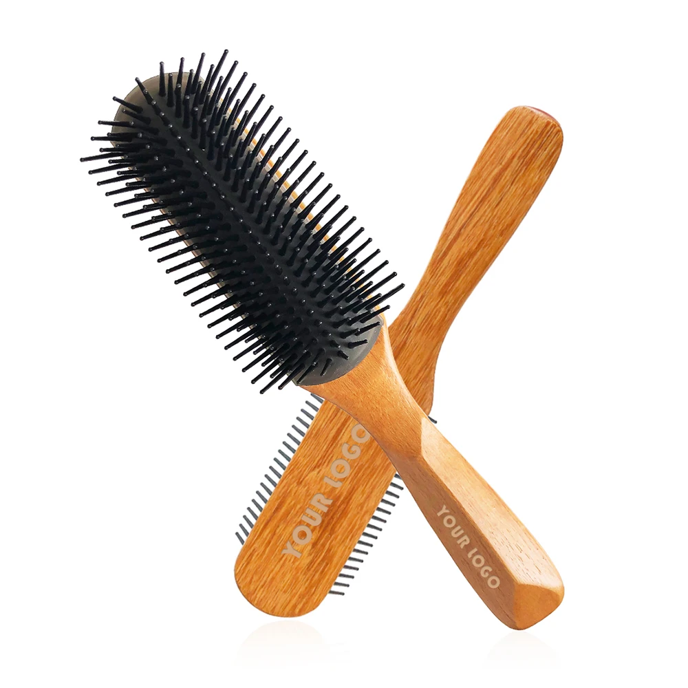 Factory Direct Sale Private Label With Custom Logo 9 Row Denman Detangling Hair Brush For Wet Or Dry