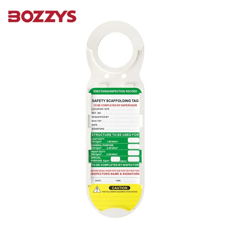 Hook Scaffolding Holder Tags with PVC Safety Signs to communicate hazards when working at height