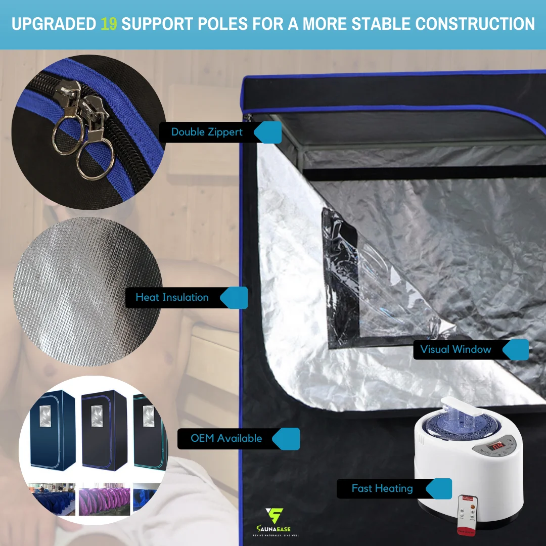 Portable Garden Sauna for Outdoor Use Fast Heating with 600D Oxford Cloth & Aluminum Heat Retention