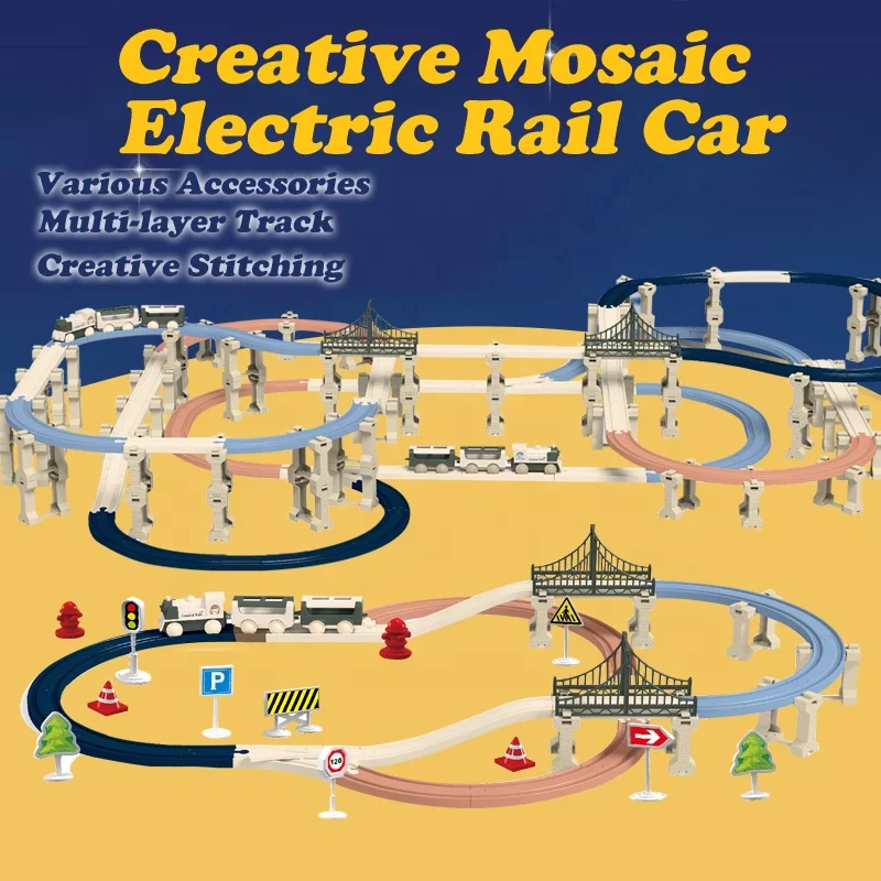 Hot Selling Kids Slot Toy Railway Educational DIY Children 287pcs Train assembled track