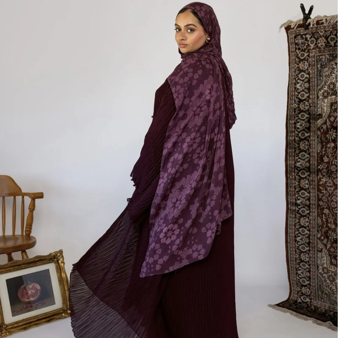 2024 Middle east arabic berry mosaic printed hijab muslim hot selling long scarf shawl for women