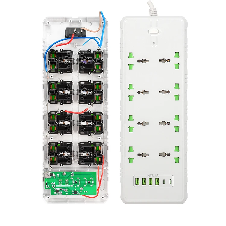 Portable 8 Way Outlet Universal Plug Usb Surge Protector PC US EU UK Type Extension Socket Power Strip