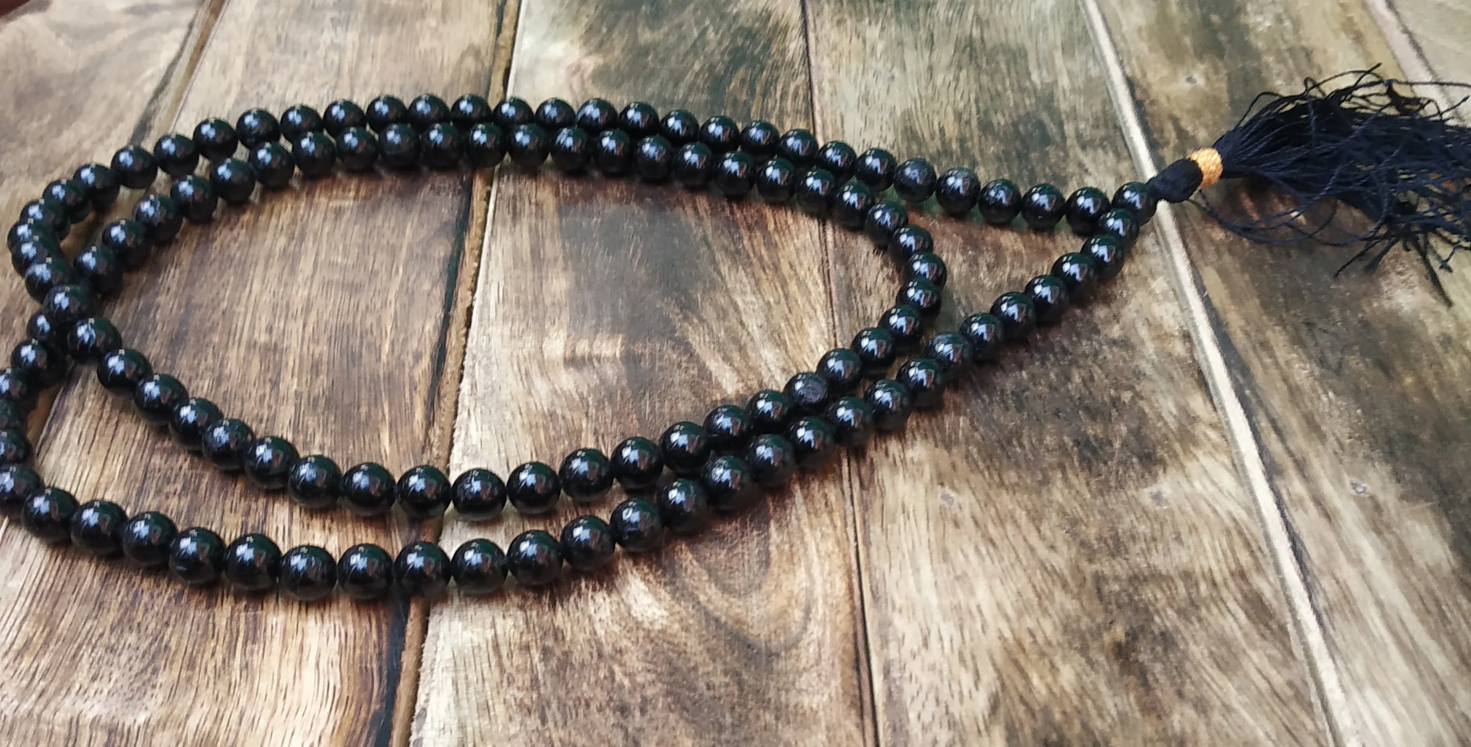 
Natural Genuine Black Tourmaline 8mm Beads Jap Mala Crystal Chakra Reiki Healing Black Tourmaline Stone Beads Mala Necklace 