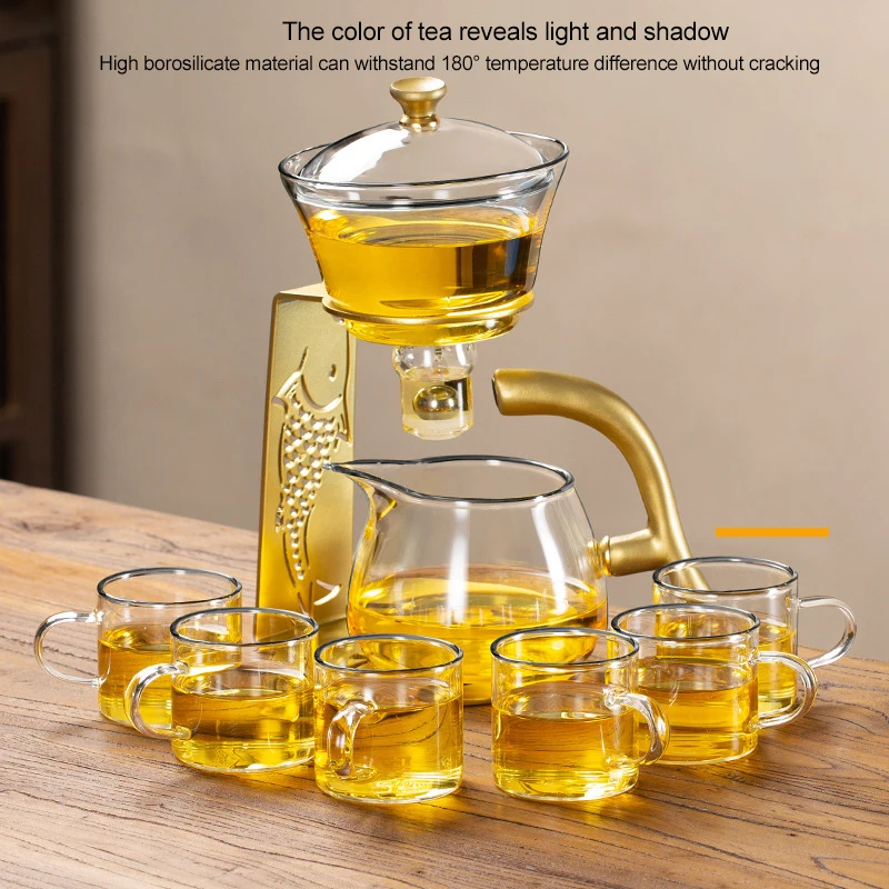 Glass tea set home magnetic semi-automatic lazy tea making artifact office kung fu teacup teapot small set