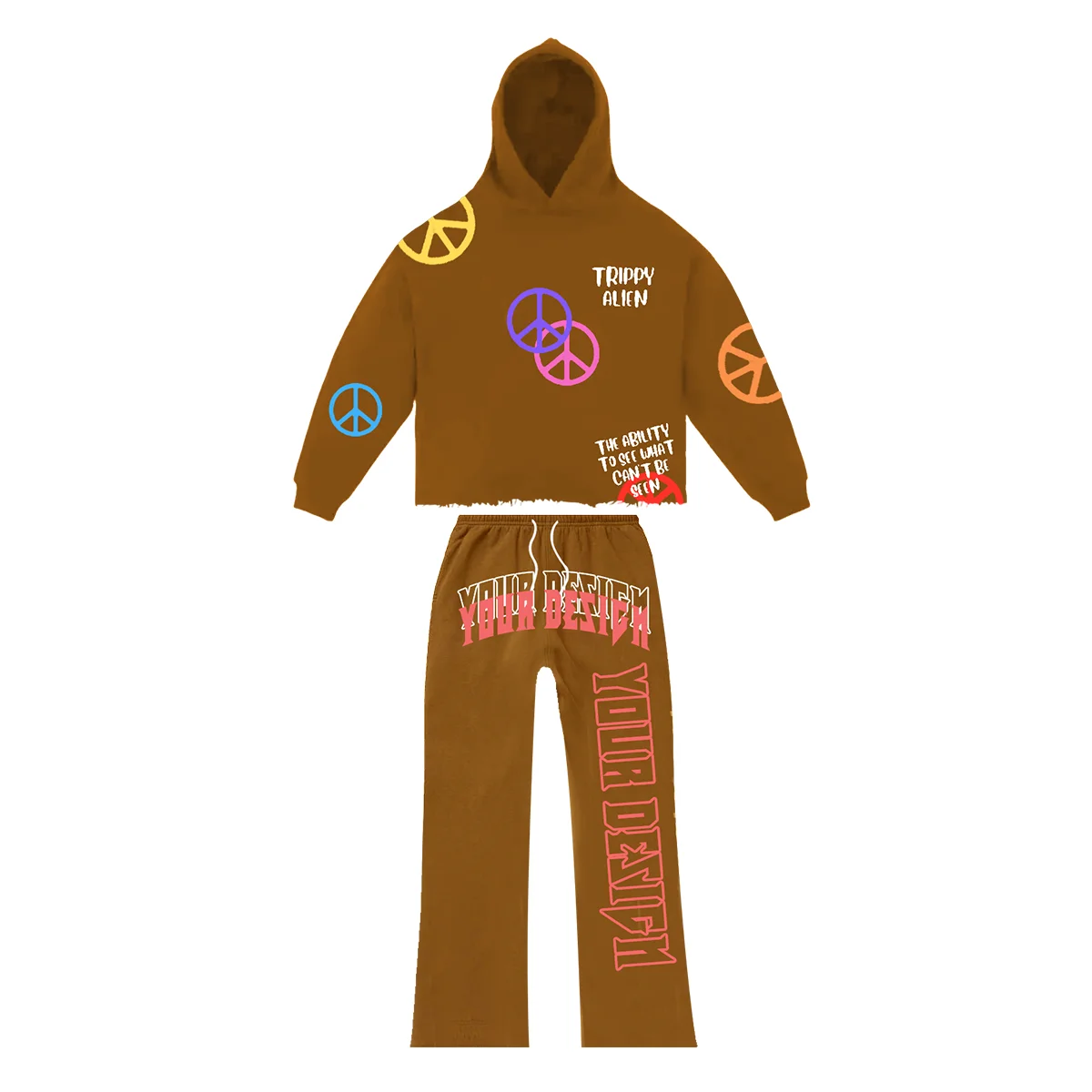 New Design Track Sweat Suit Two 2 Piece Jogger Set For Men Flare Sweat Pants Men With Crop Hoodies Tracksuits