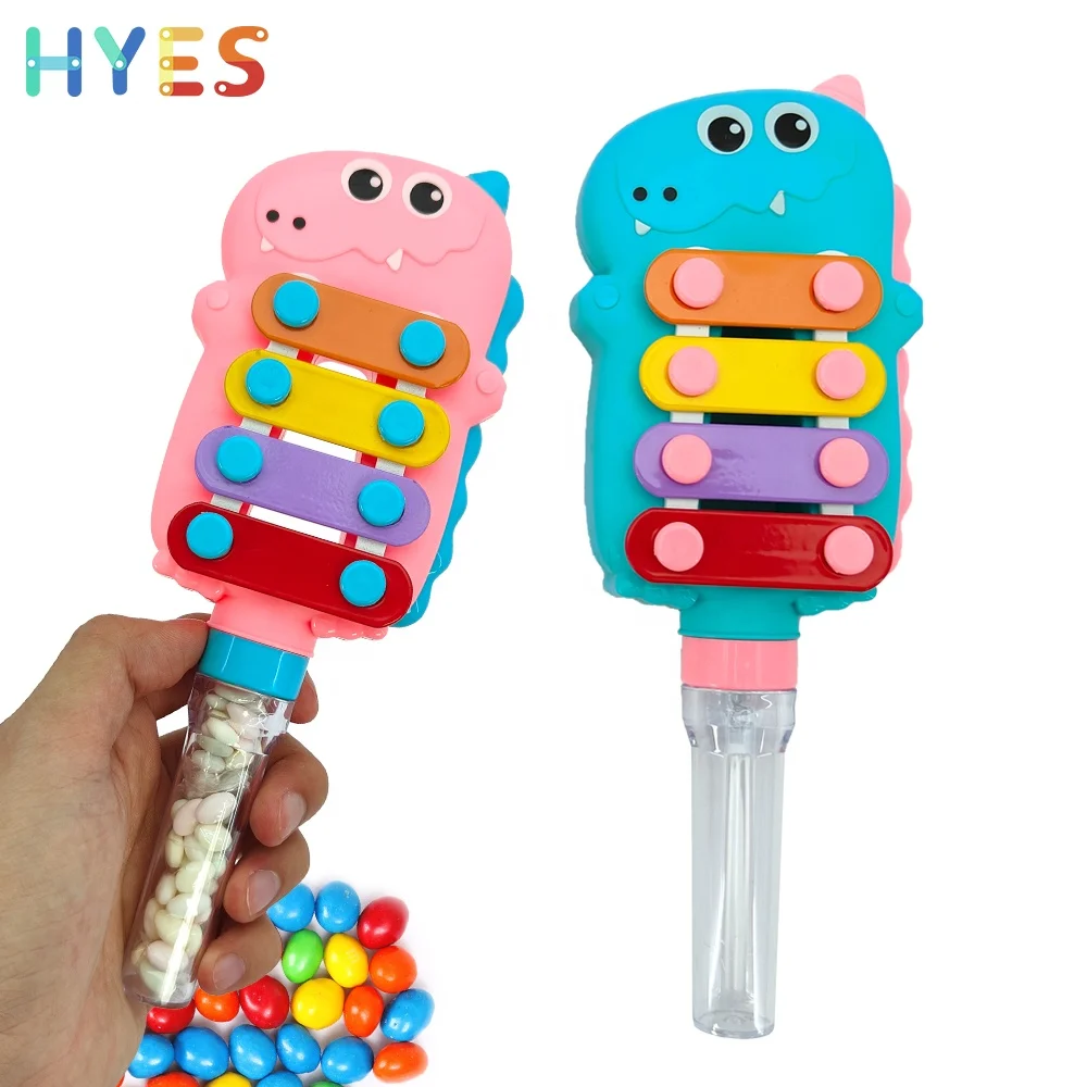 Huiye Dinosaur Shape Candy Toys Safety Sweet Candy With Tube Keyboard Piano Musical Toy Multi-Functional Candy Toys for Children