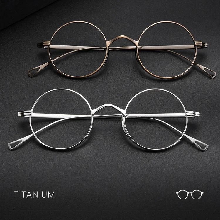 Shenzhen Retro High Quality Titanium Round Eyeglasses Eyewear Memory Titanium Chunky Round Optical Frame Spectacle Eye Glasses