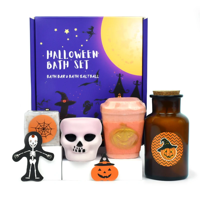Halloween Bath Gift Sets Halloween Scented Candle Soap Bath Bombs for Kids Gift Set Bubble Relaxing Bathbombs for Girls Birthday