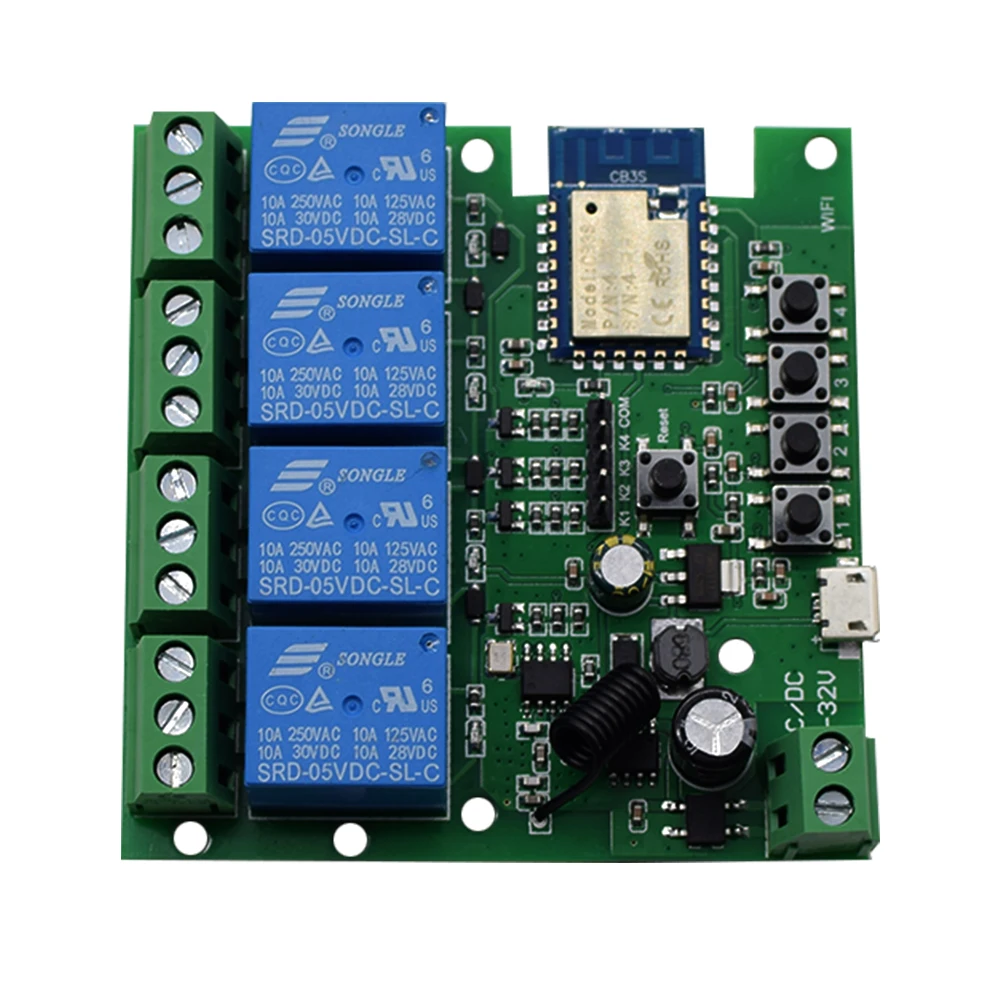 Tuya Smart Wifi DIY relay Switch Module  4CH 5V 12V 24V 32V AC 220V Inching Self-Locking RF Receive 10A Relay For Alexa