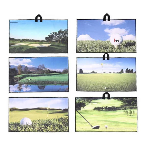 Microfiber Waffle Foldable Divot Tool custom logo golf towel custom logo with brush Golf Gifts Accessories