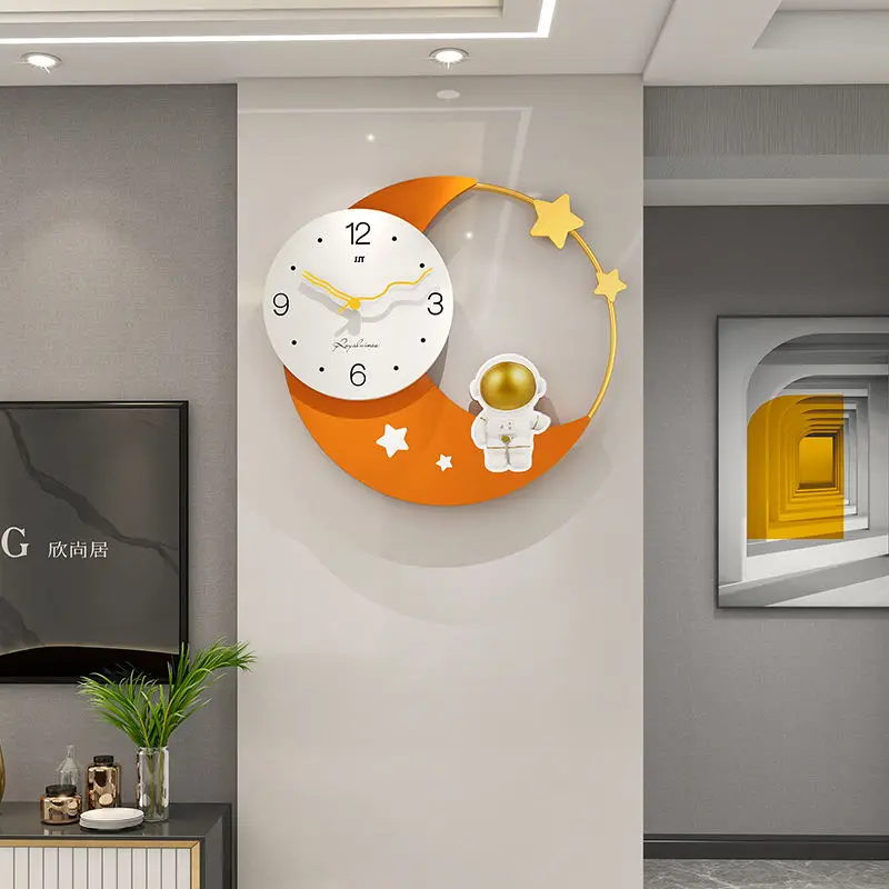 Wholesale Custom Gold Metal Wall Clock Fashion Cute Wall Hanging Clock For Bedroom Kids Room Gift