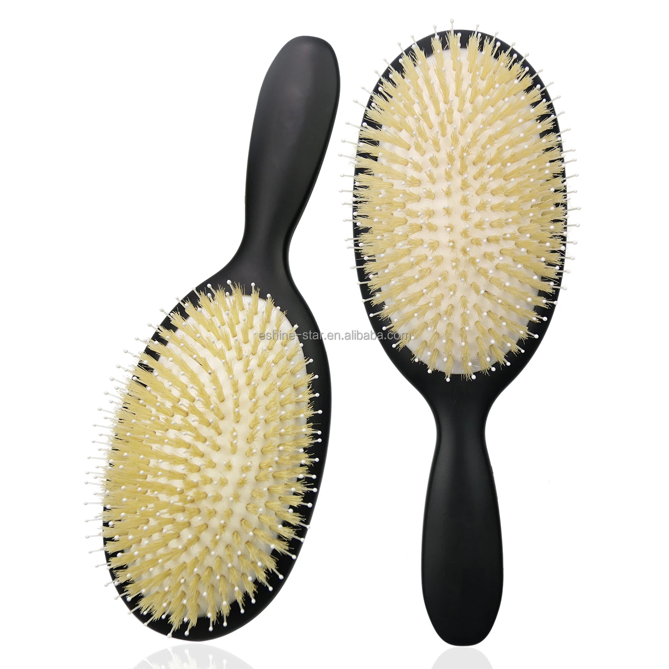 Щетка для волос с фирменным логотипом Черная Овальная щетка Белая Щетина кабана Смешанная нейлоновая шариком Массажная раскладка