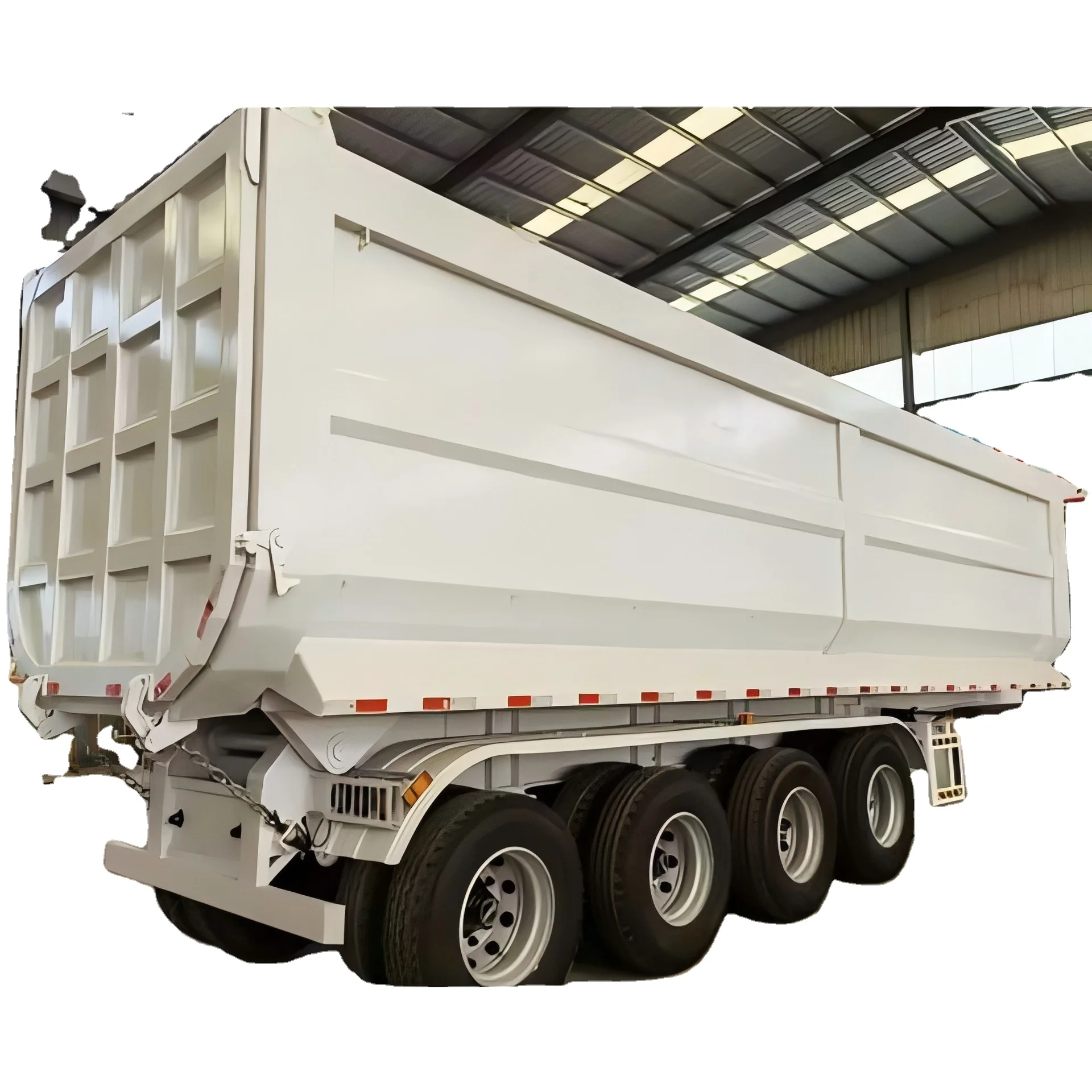 Chinese Good Quality Manufacture Tri Axle Heavy Duty Load 60--80T Side Hydraulic Dump Tipper Truck Rear Dumper Semi Trailer