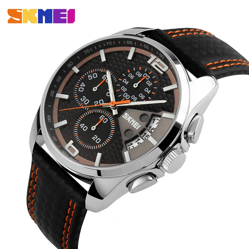 SKMEI 9106 OEM do logo watch wholesale price colorful hand pointer stainless steel strap luxury quartz watch