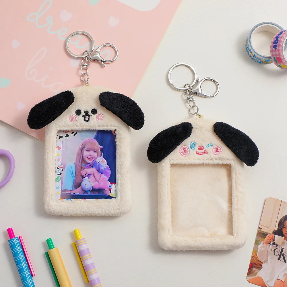 Custom Japanese and Korean cute pet cartoon plush card holder custom design card holder sweet girl small card holder key chain