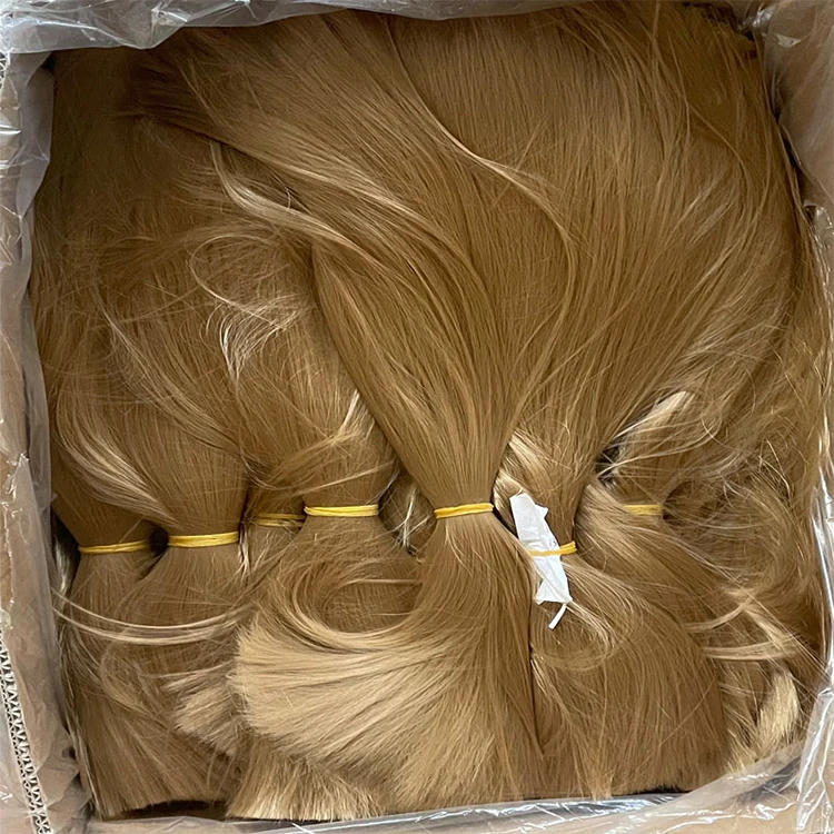 SHI SHENG Wig Raw Material Wholesale Vendor 1kg 60cm Linen Blonde Flaxen Straight Raw Unprocessed Synthetic Hair Bundles