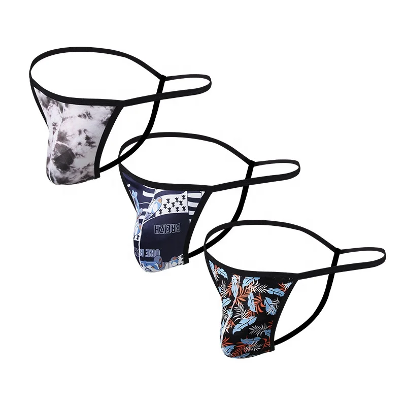 high quality factory price polyester thong g string underwear for men custom print thongs and g string