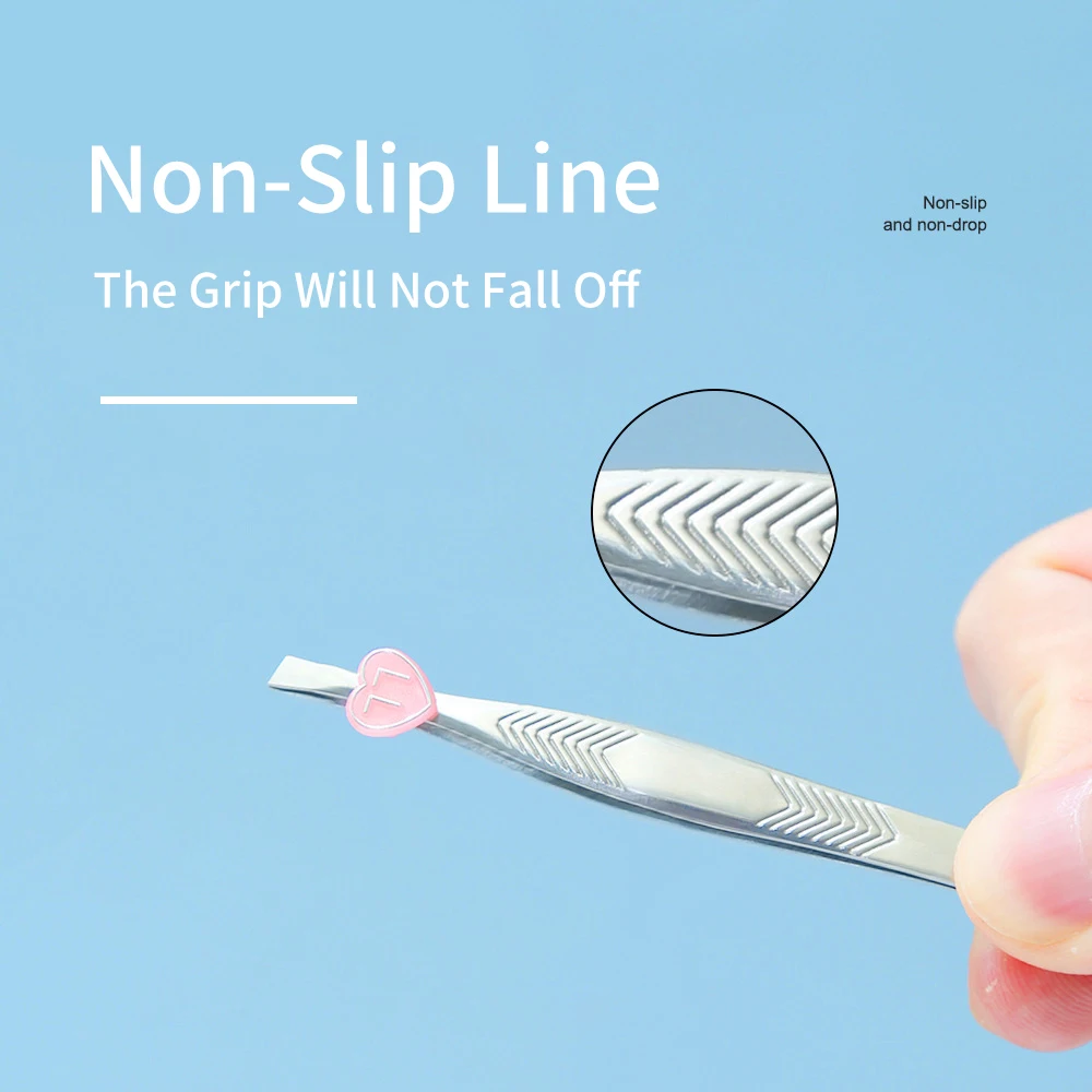 LMLTOP Flat slant tweezers eyebrows for personal logo lash tweezers private label girl senior stainless steel tweezers eyebrows