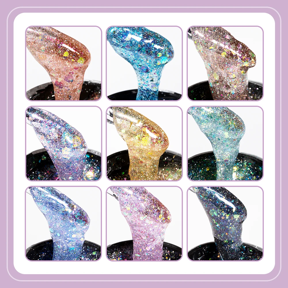 Quick Extension Nail Gel Glitter Color Acrylic Quick Building Gel Polish Nail Art Varnishes DIY Design Manicure