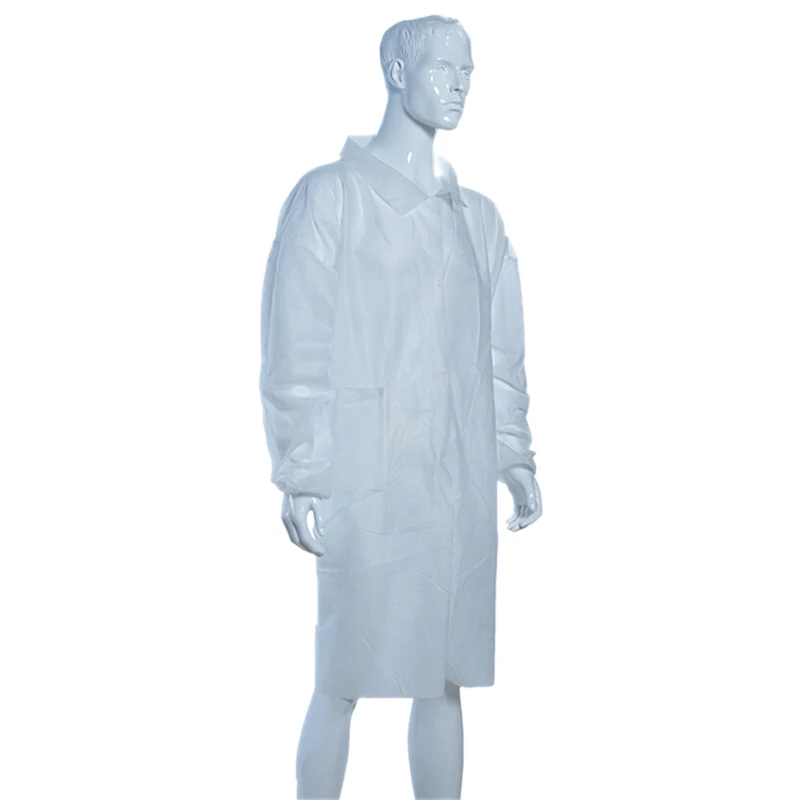 Medical disposable Non woven white PP/PP+PE lab coat