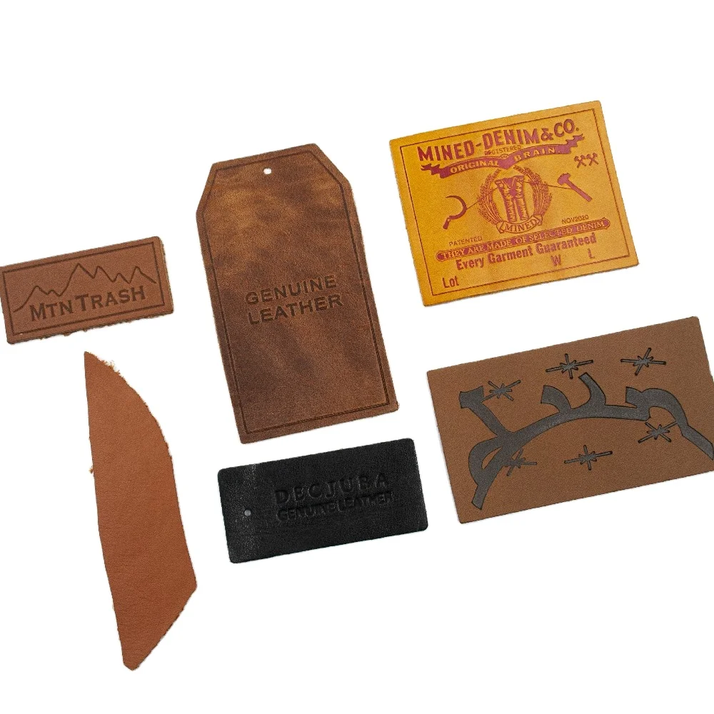 Custom Jeans Clothing Labels Manufacturer Custom 3D Clothes Laser Logo Embossed Real Genuine Leather Iron on Patches for Hats