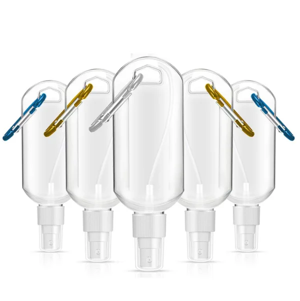 30ml 50ml 60ml PET sanitizer atomizer hand wash out door travel cosmetic key chain flip top sprayer squeeze refillable bottle