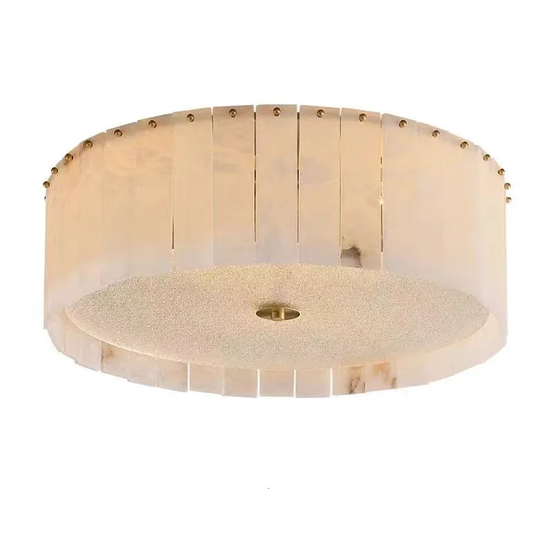 Best Sellers Modern Living Room Round Luxury Brass Ceiling Lamp Home Decor Fancy Light Led Natural Marble Shade Ceiling Light