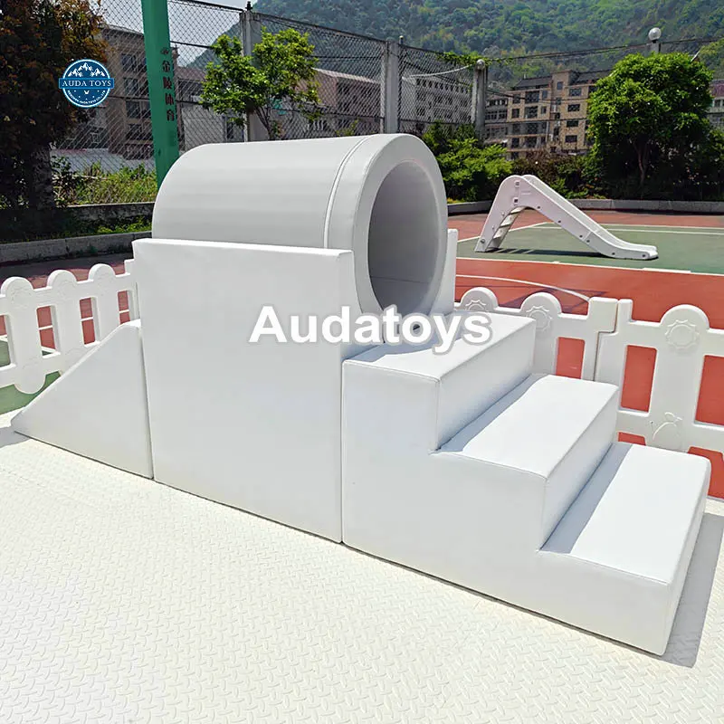 16FT Mobile White And Gray Customized Kids Indoor And Out Door softplay Playground Soft Play Equipment Set With Slide