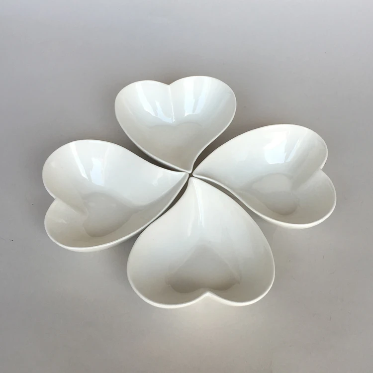 Popular design heart shape dish plate modern wedding party decor porcelain ceramic plates