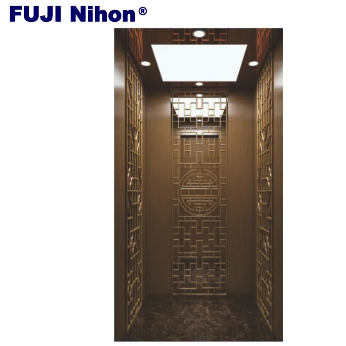 FUJI factory manufacture global selling  office building Hotel 5 persons residential lift golden design Home Elevator
