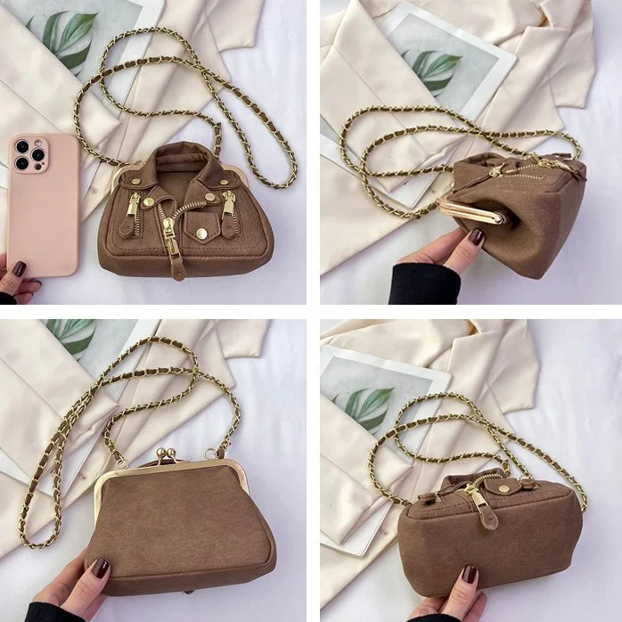 4 Colors Lightweight Mini Personality Creativity Clothes Styling Rivet High Quality Pu Zipper Shoulder Bag Crossbody For Women