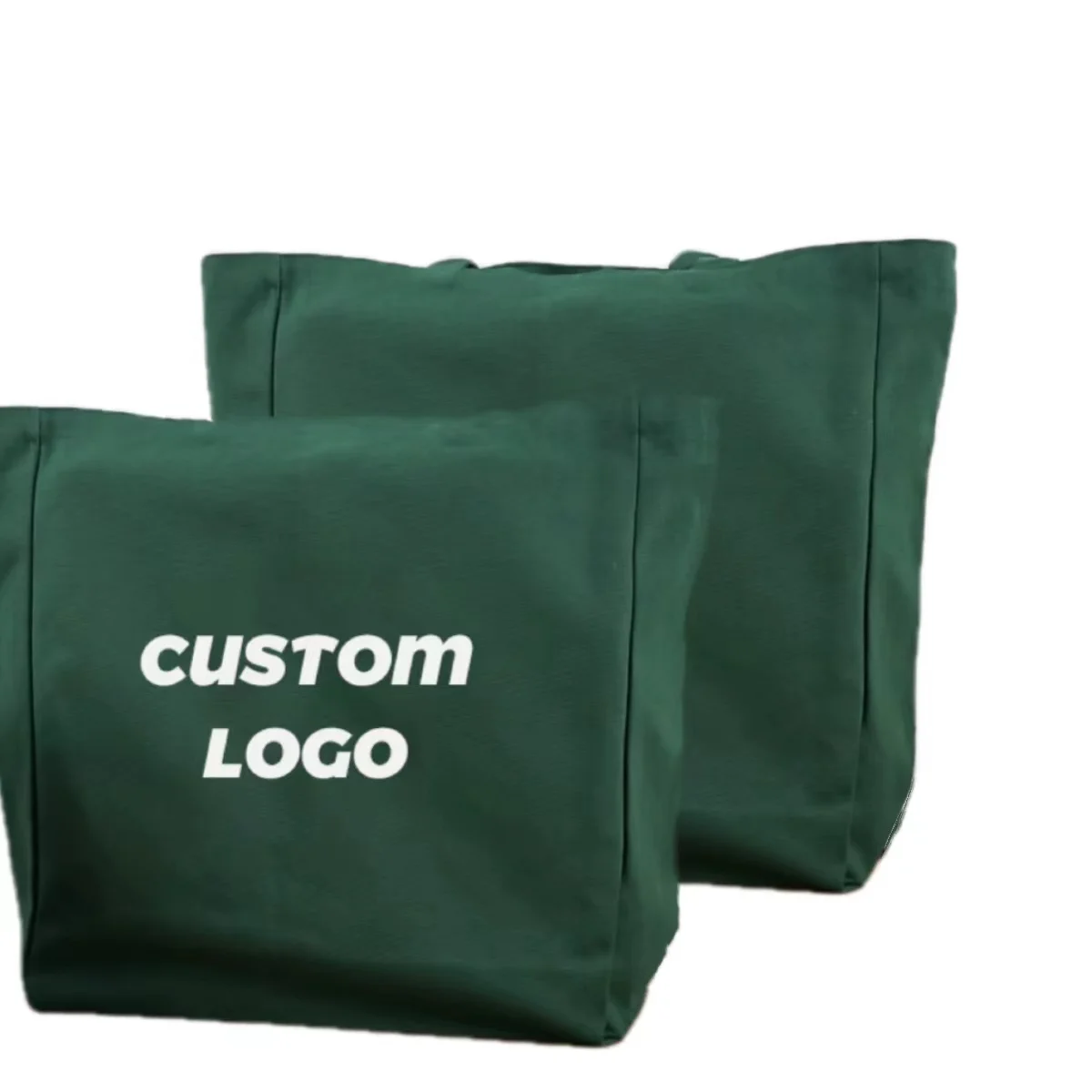 market small fabric gift linen fabric green canvas supermarket heavy canvas bag with custom logo