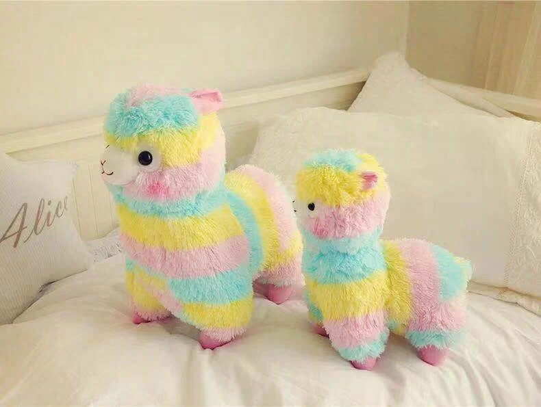 Factory Price 25Cm Kids Soft Stuffed Animal Toys Rainbow Alpaca Comfortable Cushion Llama Plush Pillow
