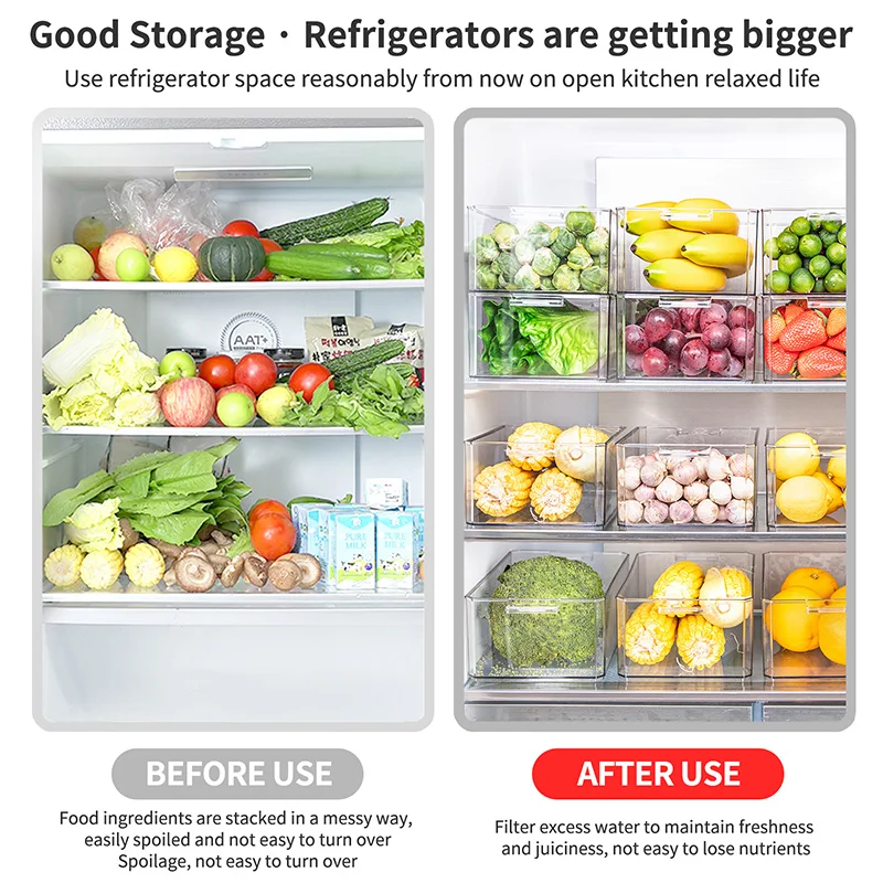 2 Pack Stackable BPA Free Frozen Fridge Refrigerator Organizer Food Storage and Container