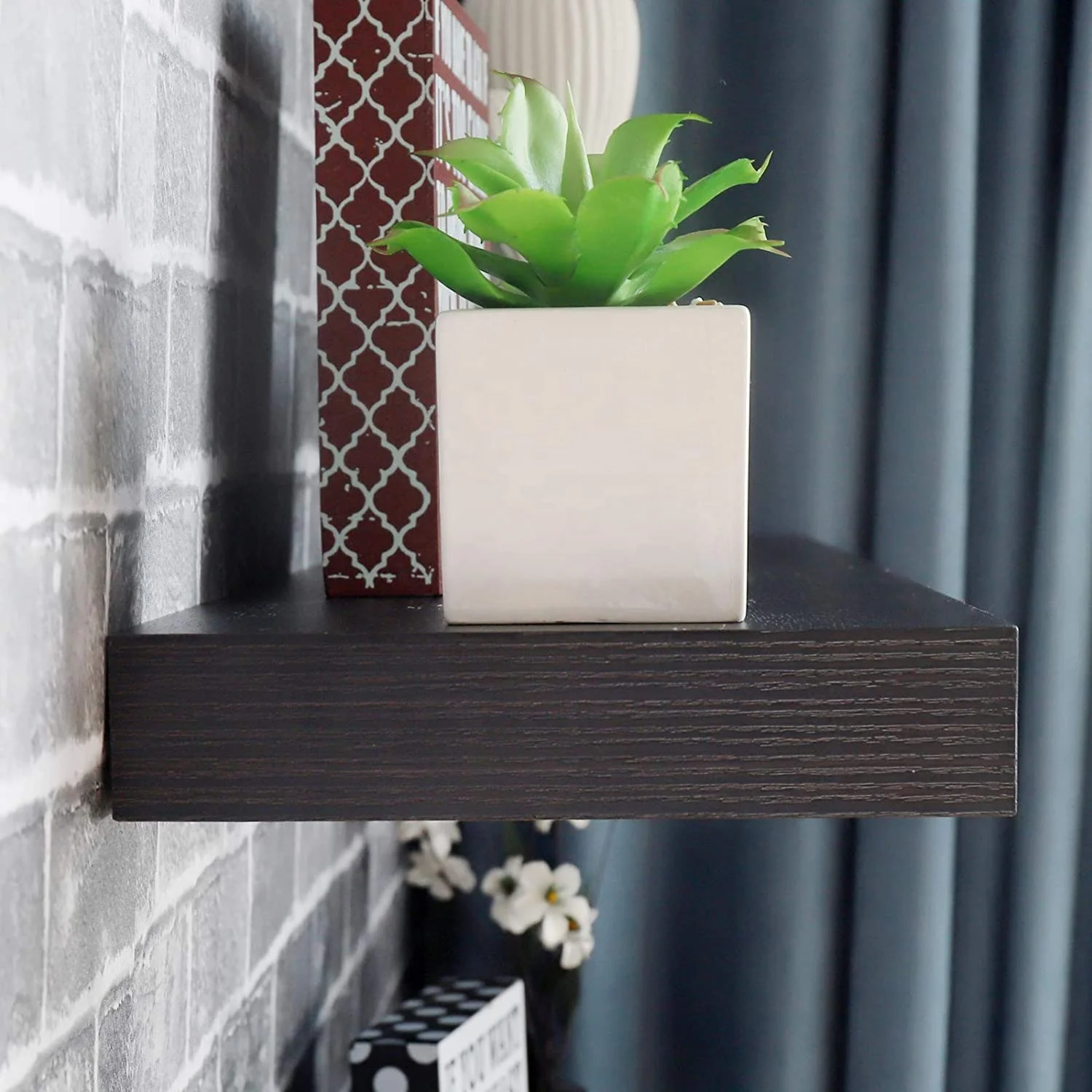 wholesale custom Mission Floating Shelf Wall Mount Shelving Wood Modern Display Shelves