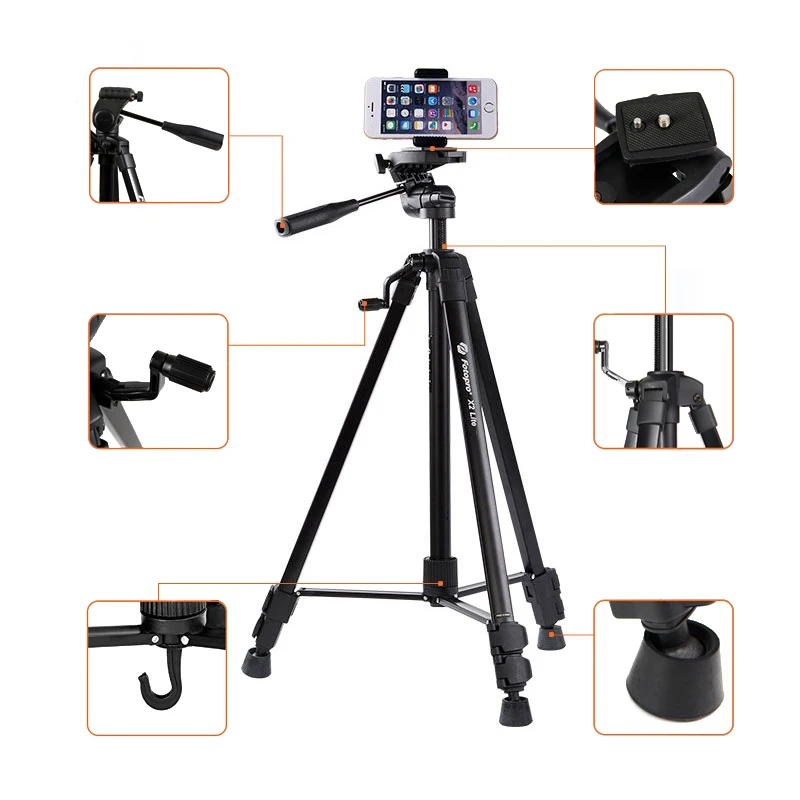 Aluminum Professional Tripod For Camera Mobile Phone Lightweight Camera Tripod Stand